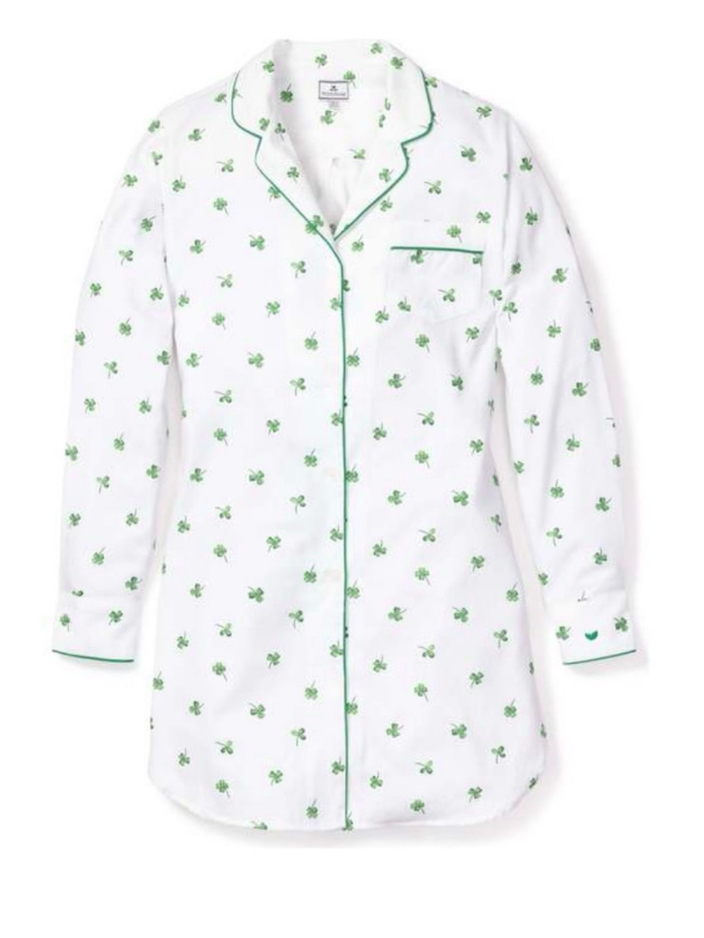 Petite Plume Women's Twill Nightshirt in Shamrocks sz Medium
